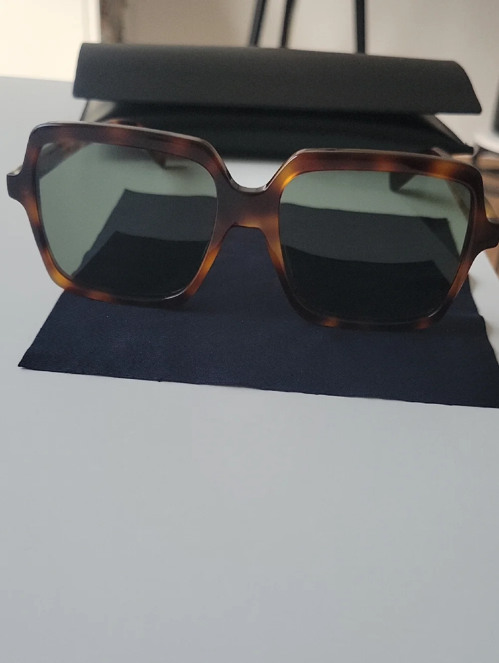 Saint Laurent Tortoiseshell Square Sunglasses - Picture 12 of 12